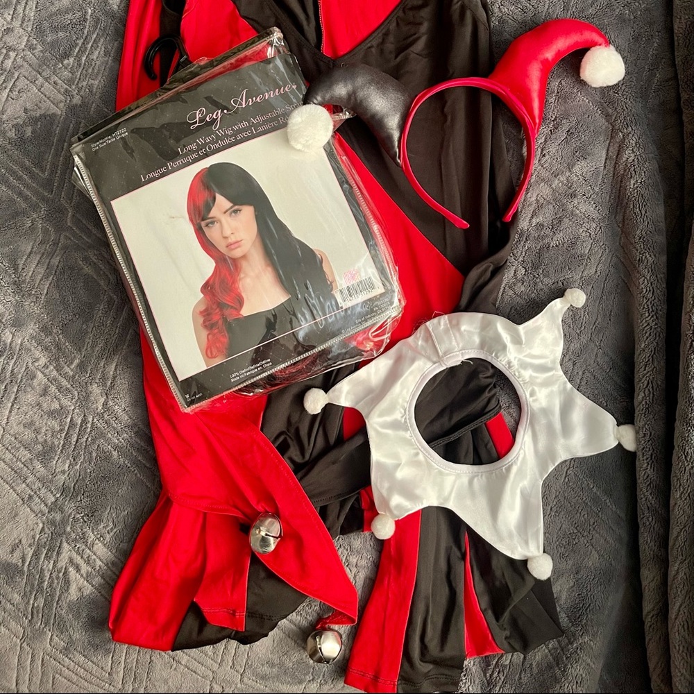 Harley Quinn Halloween Costume for Adults w/ Wig